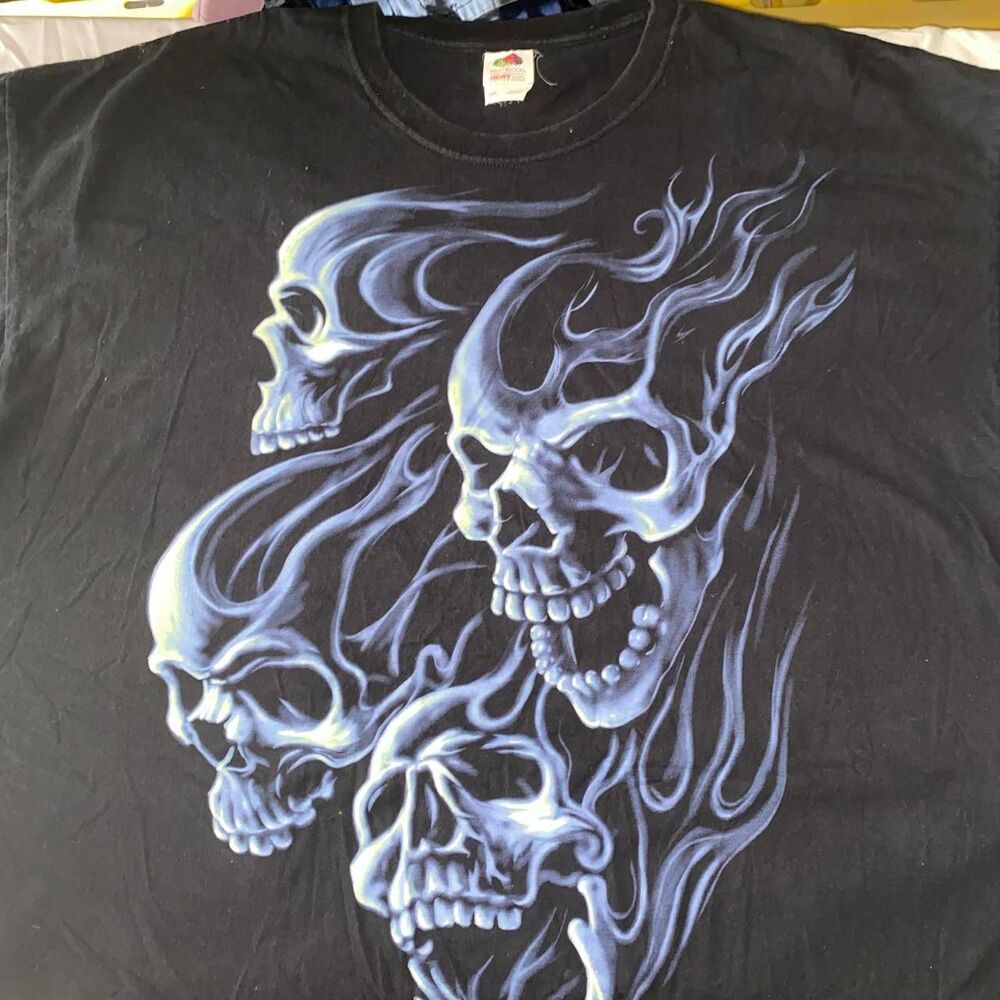 Metal Inspired Classics Blue Flame Skull Tshirt